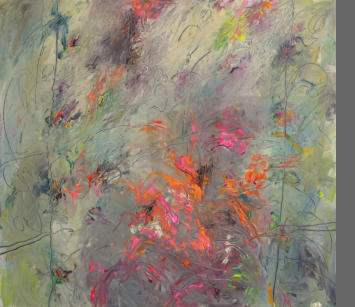 GROUND FIRE, 28x30, Acrylic on Canvas